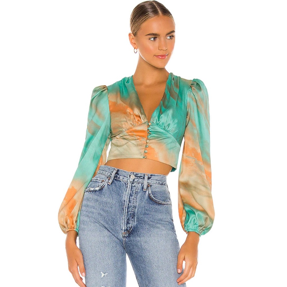 Superdown blouse with puffed shoulders